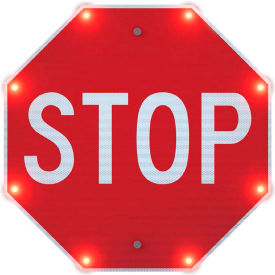 Indoor Flashing LED Sign, 24"W x 24"H, White/Red