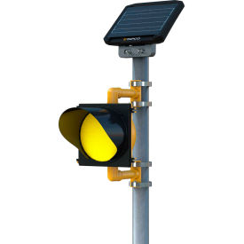 Solar 13W Top of Pole, 24/7 Flashing, 12", Amber LED, Yellow Housing