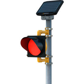 Solar 13W Top of Pole, 24/7 Flashing, 12" Red LED, Yellow Housing