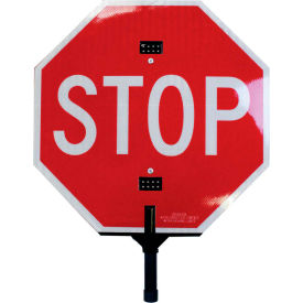 24" LED-Enhanced Paddle, Stop/Slow, HIP, 24" x 24", White/Red & Black/Orange