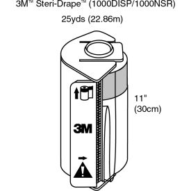 Steri-Drape Roll Prep Drape, 11" x 25yd, With 1 dispenser, 8 Roll/Case