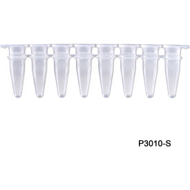 Bio PCR 8 Strips with Separate Flat Cap Strips, 0.2 ml, 120 Pack