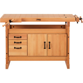 Nordic Pro 1400 Workbench w/ Cabinet, 56-1/16"W x 24-3/4"D, Brown