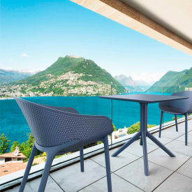 Siesta Sky 3 Piece Outdoor Bistro Set, 31-1/2"W x 29-1/2"H Table, Dark Gray