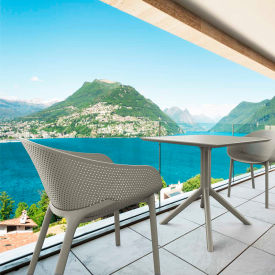 3 Piece Outdoor Bistro Set, 31-1/2"W x 29-1/2"H Table, Taupe