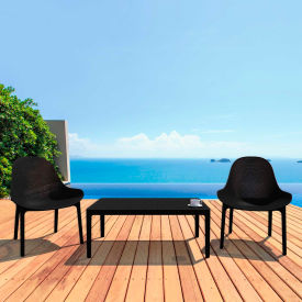 3 Piece Outdoor Lounge Sets, 23-5/8"W x 15-11/16"H Table, Black