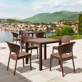 5 Piece Outdoor Dining Set, 31-1/2"W x 29"H Table, Brown