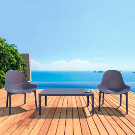 Siesta Sky 3 Piece Outdoor Lounge Sets, 23-5/8"W x 15-11/16"H Table, Dark Gray
