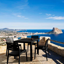 Siesta 5 Piece Outdoor Dining Set, 31-1/2"W x 29"H Table, Black