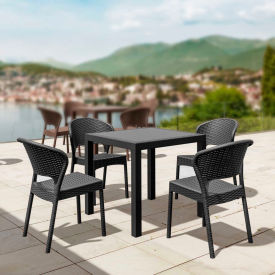 Siesta Daytona 5 Piece Outdoor Dining Set, 31-1/2"W x 29"H Table, Dark Gray