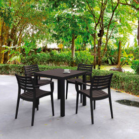 5 Piece Outdoor Dining Set, 31-1/2"W x 29"H Table, Brown