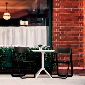 Siesta Dream 3 Piece Outdoor Bistro Set, 23-5/8"W x 29-1/2"H, White Table & Black Chairs