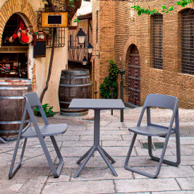 Siesta Dream 3 Piece Outdoor Bistro Set, Table, Dark Gray