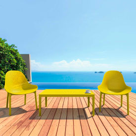 3 Piece Outdoor Lounge Sets, 23-5/8"W x 15-11/16"H Table, Yellow