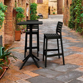 Siesta Sky Ares 3 Piece Outdoor Bar Set, 23-5/8"W x 42-1/2"H Table, Black