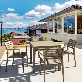 5 Piece Outdoor Dining Set, 31-1/2"W x 29"H Table, Dove Gray