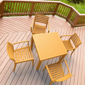 5 Piece Outdoor Dining Set, 31-1/2"W x 29"H Table, Teak Brown