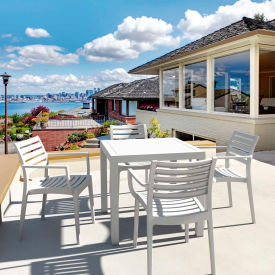 5 Piece Outdoor Dining Set, 31-1/2"W x 29"H Table, White