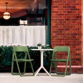 3 Piece Outdoor Bistro Set, 23-5/8"W x 29-1/2"H Table, White Table & Green Chairs