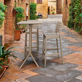 Siesta Sky Ares 3 Piece Outdoor Bar Set, 23-5/8"W x 42-1/2"H Table, Taupe