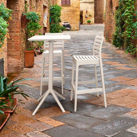 3 Piece Outdoor Bar Set, 23-5/8"W x 42-1/2"H Table, White