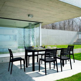 7 Piece Outdoor Dining Set, 31-1/2"W x 29"H Table, Black