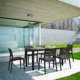 7 Piece Outdoor Dining Set, 31-1/2"W x 29"H Table, Brown