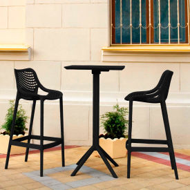 Siesta Sky Air 3 Piece Outdoor Bar Set, 23-5/8"W x 42-1/2"H Table, Black