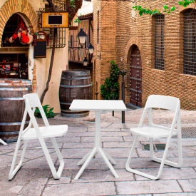3 Piece Outdoor Bistro Set, 23-5/8"W x 29-1/2"H Table, White