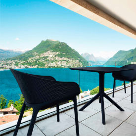 Siesta Sky 3 Piece Outdoor Bistro Set, 31-1/2"W x 29-1/2"H Table, Black