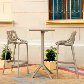 3 Piece Outdoor Bar Set, 23-5/8"W x 42-1/2"H Table, Taupe