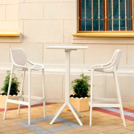 Siesta Sky Air 3 Piece Outdoor Bar Set, 23-5/8"W x 42-1/2"H Table, White