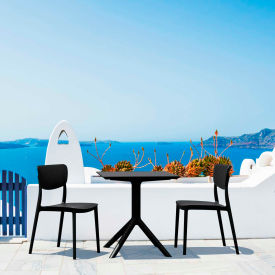 3 Piece Outdoor Bistro Set, 23-5/8"W x 29-1/2"H Table, Black