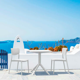 3 Piece Outdoor Bistro Set, Table 23-5/8"W x 29-1/2"H, White