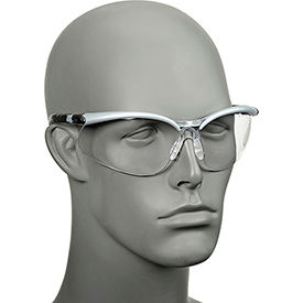 Reader Safety Glasses, Clear Lens, Silver Frame, +2.0