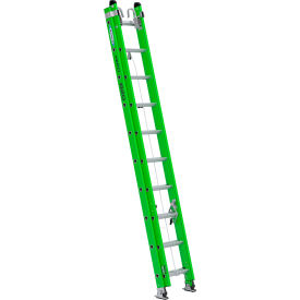 20' Fiberglass AERO Box Rail/Tri-Rung Extension Ladder w/ Cable Hook & V-Rung