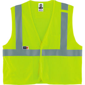 Hi-Vis FR Safety Vest, Class 2, Mesh, Hook/Loop, Economy, Lime