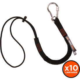 Tool Lanyard Carabiner & Cinch Loop, 15lbs, Standard, Black, 10 Pack