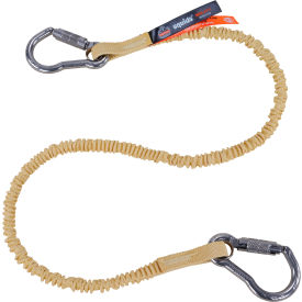 Cut-Resistant Aramid Tool Lanyard, Dual Carabiners, 10lbs, Standard, Yellow