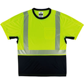 Lightweight Performance Hi-Vis T-Shirt, Class 2, Black Bottom, 5XL, Lime