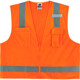 Hi-Vis Surveyors Vest, Class 2, Economy, Single Size, XL, Orange