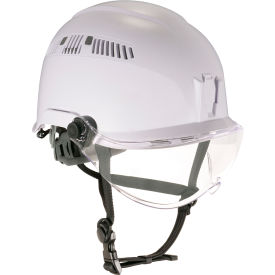 Skullerz 8975V Safety Helmet with Visor Kit, Anti-Fog Clear Lens, White