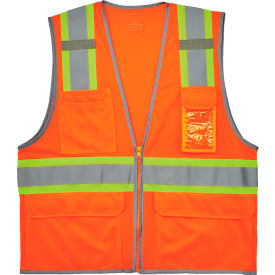GloWear 8246Z-S Two-Tone Mesh Hi-Vis Safety Vest, Class 2, Single Size, 4XL, Orange