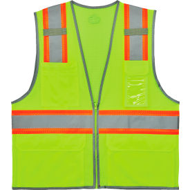 GloWear 8246Z-S Two-Tone Mesh Hi-Vis Safety Vest, Class 2, Single Size, S, Lime