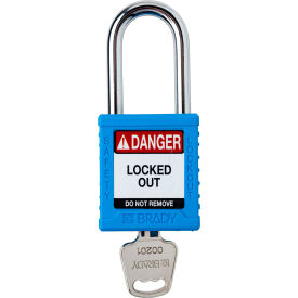 Safety Lockout Padlock, Keyed Different, 1-1/2", Plastic/Steel, Blue