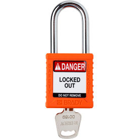 Safety Lockout Padlock, Keyed Different, 1-1/2", Plastic/Steel, Orange
