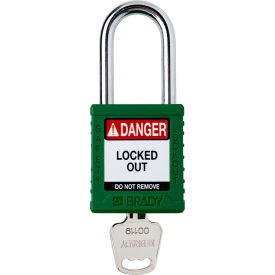 Safety Lockout Padlock, Keyed Different, 1-1/2", Plastic/Steel, Green