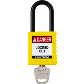 Safety Lockout Padlock, Keyed Different, 1-1/2", Plastic/Nylon, Yellow