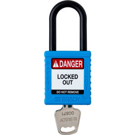 Safety Lockout Padlock, Keyed Different, 1-1/2", Plastic/Nylon, Blue