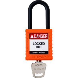 Safety Lockout Padlock, Keyed Different, 1-1/2", Plastic/Nylon, Orange